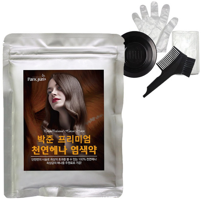 박준 헤나 염색제 + 염색빗 + 염색볼 + 비닐염색보 + 비닐장갑 세트, 내추럴 투명, 1개