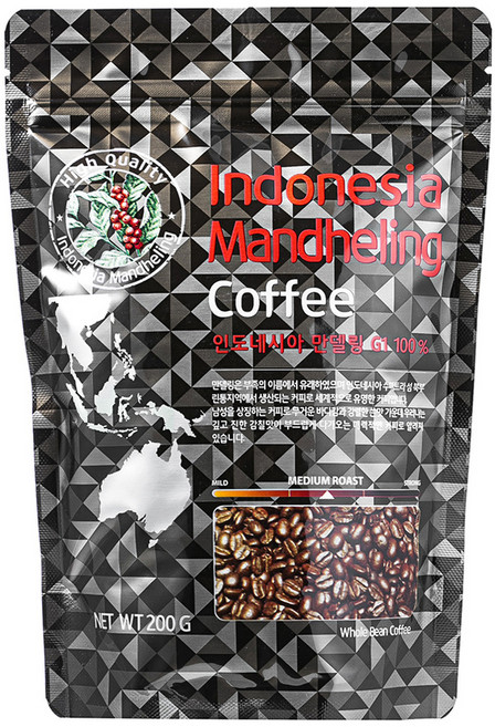 코델리 인도네시아 만델링 홀빈커피, 200g, 홀빈(분쇄안함), 1개