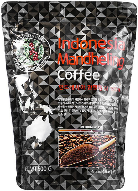 코델리 인도네시아 만델링 분쇄커피, 500g, 1개