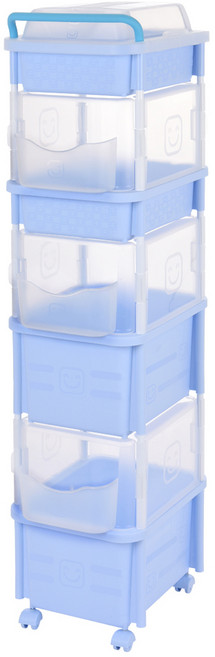 리빙스마일 포켓형 스마일기저귀정리함 멀티 직사각4단, 블루, 1개