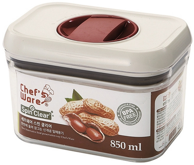 셰프웨어 스핀클리어 직사각 밀폐용기, 1개, 850ml