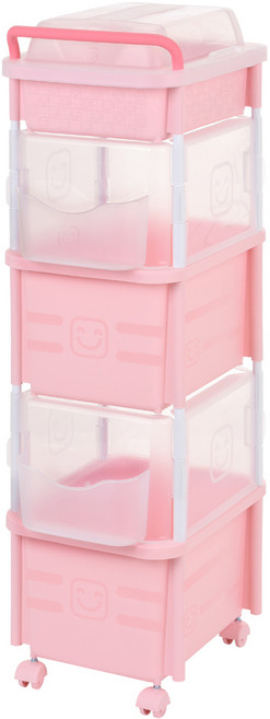 리빙스마일 포켓형 스마일기저귀정리함 멀티 직사각3단, 핑크, 1개