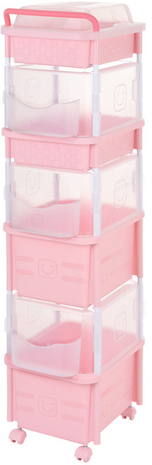 리빙스마일 포켓형 스마일기저귀정리함 멀티 직사각4단, 핑크, 1개