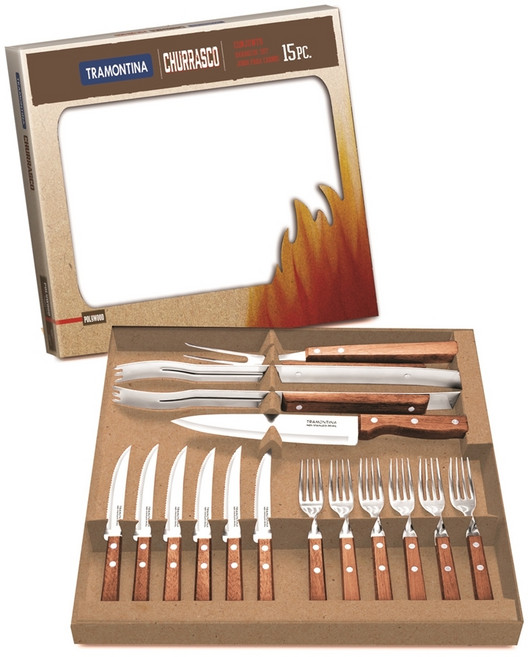 트라몬티나 바베큐용 나이프+포크 세트 traditional 15p set 22399 028 카튼박스, 9개, 혼합색상