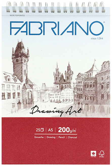 파브리아노 드로잉아트 스케치북 CS01 상단스프링 200g 화이트 25매, A5, 1개