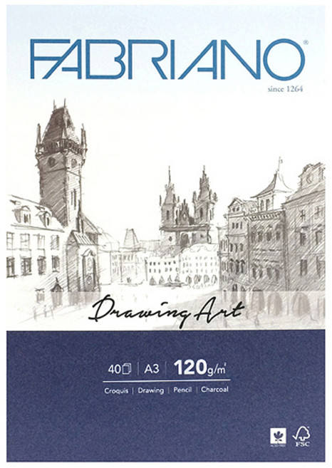 파브리아노 드로잉아트 스케치북 AT03 상단제본 120g 화이트 40매, A3, 1개