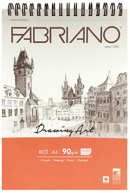 파브리아노 드로잉아트 스케치북 SS03 상단스프링 90g 미색 80매, A3, 1개