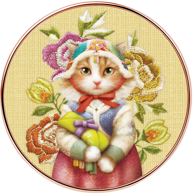 메이크업헬퍼 더블 쿠션 카렌듈라 블러썸 파운데이션 낭만 고양이 24g, 22호 핑크 베이지, 1개