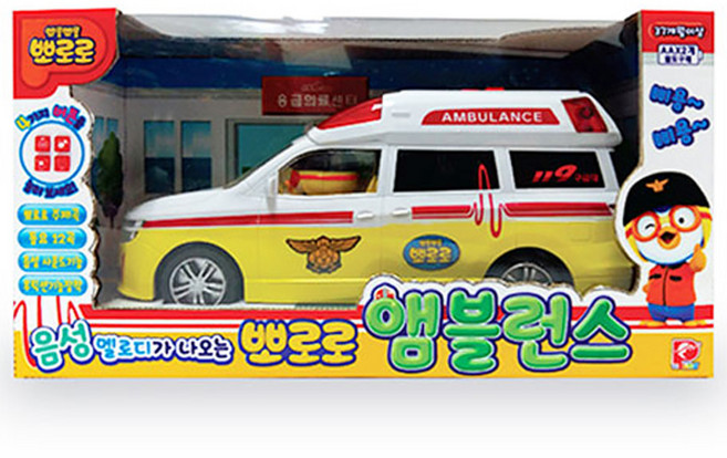 피노키오 뽀로로 후릭션 앰블런스 미니카, 혼합색상, 1개