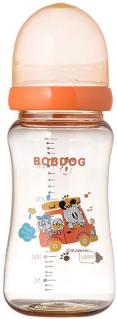 리틀밥독 국내 제조 PPSU 노꼭지 젖병, 오렌지, 300ml, 1개