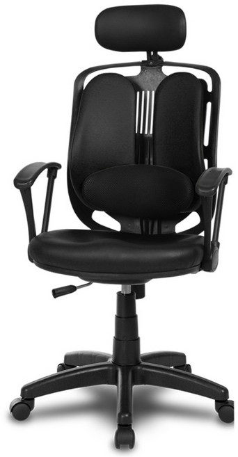 체어클럽 스마트요추E8 듀얼대요추형 바디 메쉬원단 사무용의자, 블랙 -블랙