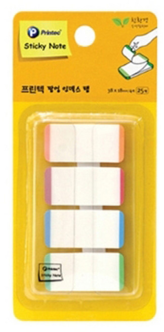 프린텍 팝업 인덱스 탭 스티키노트 38x18mm, 라인컬러 4색, 2개