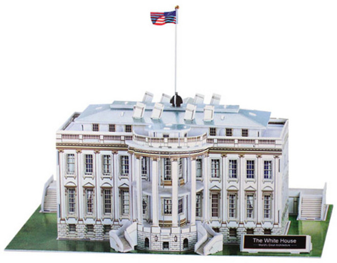 3D 매직퍼즐 내가 만드는 세계 유명 건축물 시리즈 백악관 종이블록, 64피스, 1개