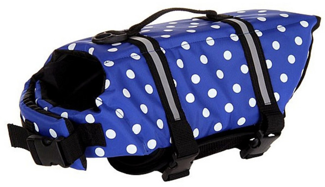 KIZBON 애견 구명조끼 블루도트 Y100PFN075, L, 1개