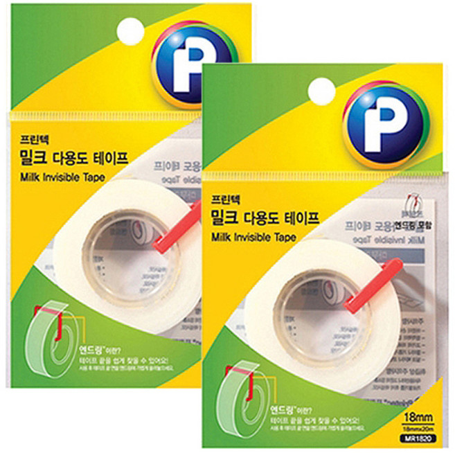 프린텍 밀크 다용도 테이프 리필 /18mm x 20m + 엔드링, 2세트
