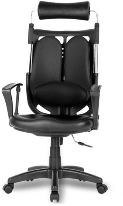 체어포커스 슈퍼 K 5 듀얼대요추 인조가죽 사무용 의자, 블랙