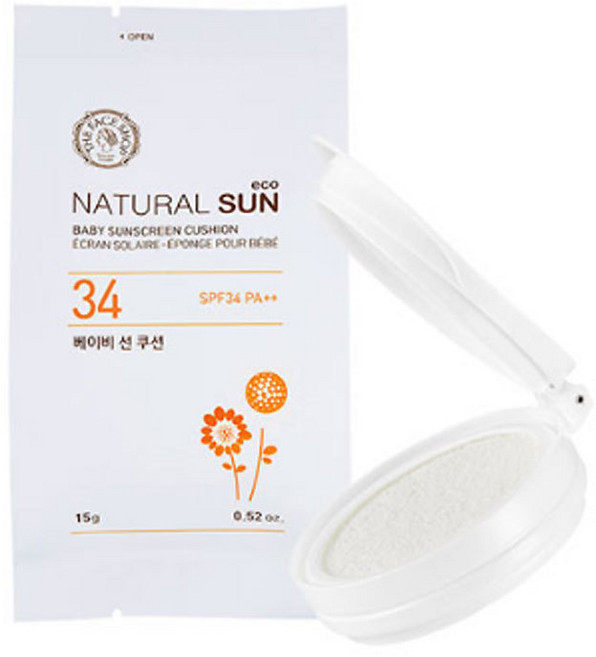 더페이스샵 내추럴선 에코 베이비 선쿠션 SPF34PA++ 리필용, 1개, 15g