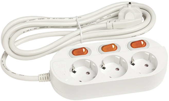 피스코리아 접지 개별스위치 3구 멀티탭, 3m, 1개