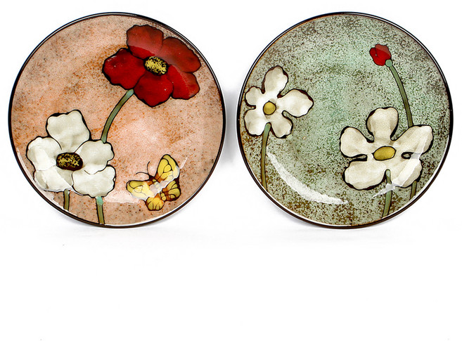 로얄에식스 소담 원형접시 중 핑크 그린 세트, 1세트, 원형접시 중 핑크 + 원형접시 중 그린, 핑크,그린