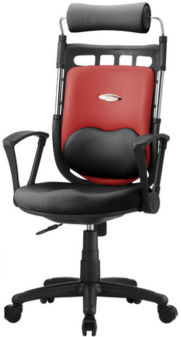 체어클럽 골드백670플러스 하트요추형 인조가죽 사무용의자, 레드