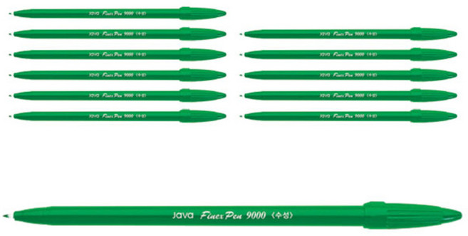 자바펜 화인-X 사인펜 0.3mm, 녹색, 12개