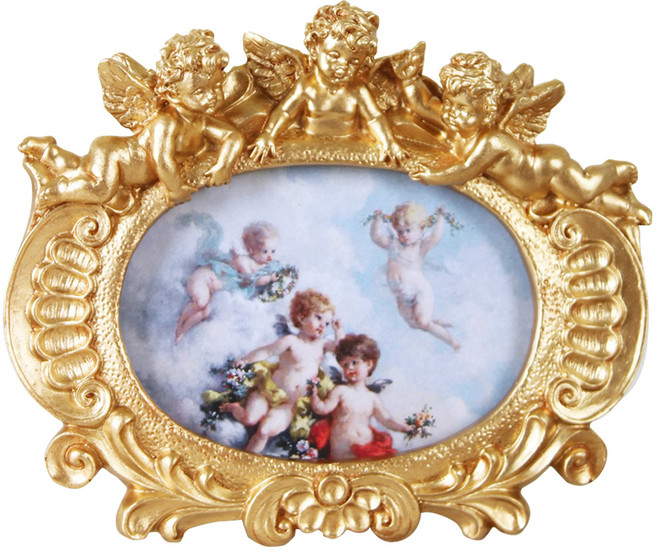 키다리 타원 엔젤스 액자 가로형, 골드