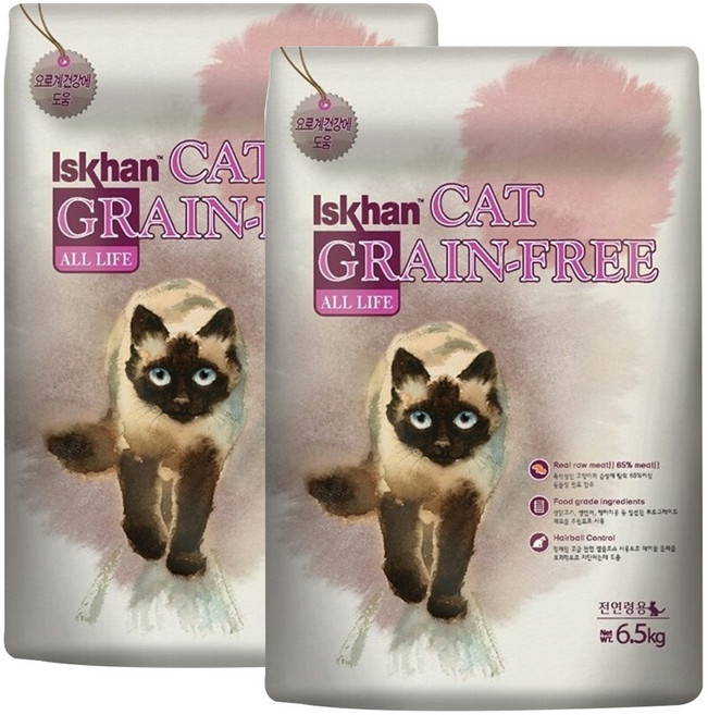 이즈칸 캣 그레인프리 올라이프 기능성 사료, 유리너리+헤어볼, 6.5kg, 2개