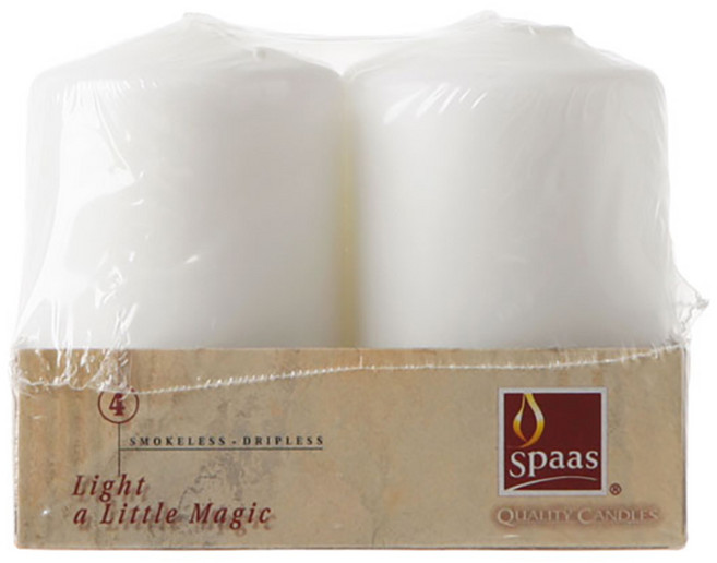 스파스 실린더 양초, 흰색, 125g, 4개