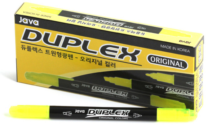 자바펜 듀플렉스 트윈 오리지널 형광펜, 노랑, 12개