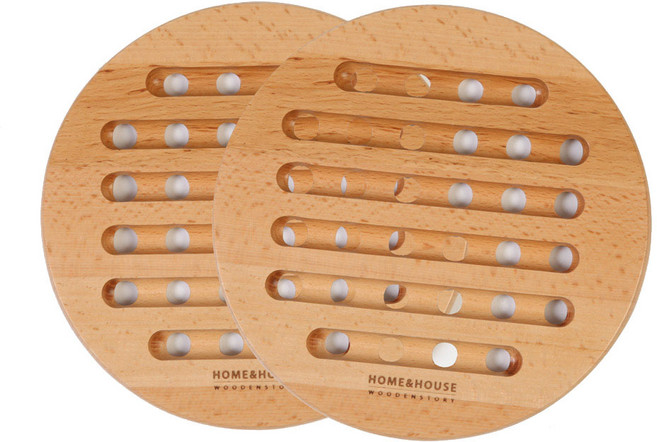 홈앤하우스 너도밤나무 냄비받침, 네추럴우드, 2개