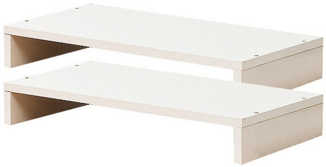 1단 모니터 받침대 2개 세트, 화이트