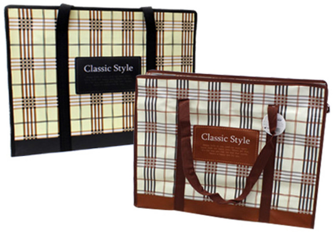 POPO FANCY 經典風格格紋防水帆布袋, 2個, 棕色 + 黑色