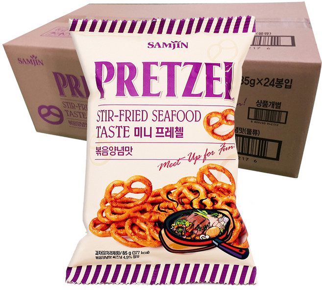 삼진 미니프레첼 볶음양념맛, 85g, 24개