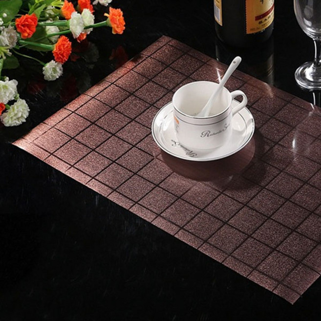 블럭마트 격자패턴 호텔식 방수 식탁매트, 와인, 45 x 30 cm, 2개