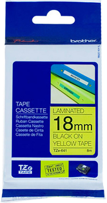 TZETAPE 정품 라벨테이프 TZe-641, 검정 + 노랑, 18mm