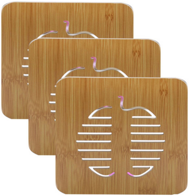 블럭마트 우드 냄비받침, 사과1, 3개