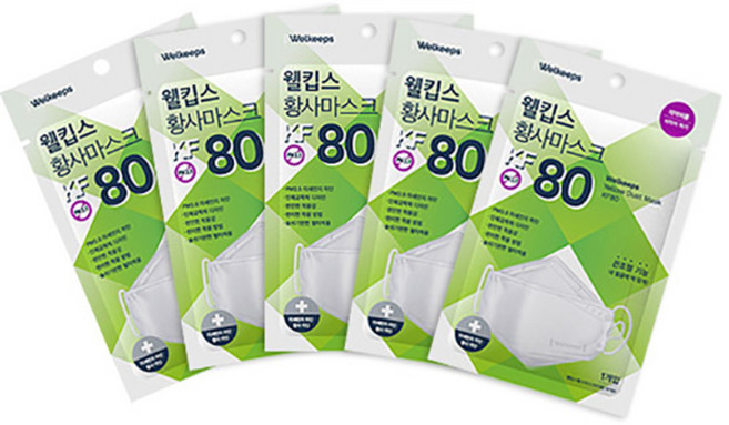 웰킵스 황사마스크 KF80 대형, 5개입, 1개