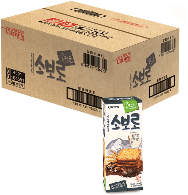 크라운 소복소복 소보로 과자, 60g, 24개