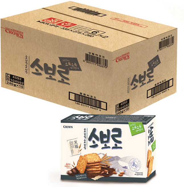 크라운 소복소복 소보로 과자, 240g, 10개