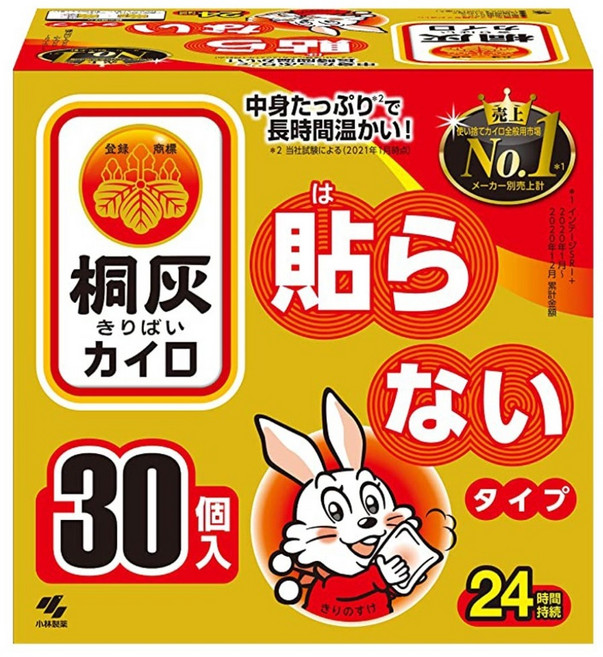 KOBAYASHI 小林製藥 桐灰 手握式 小白兔暖暖包24小時 30片, 1盒