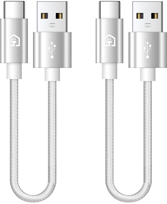 홈플래닛 패브릭 고속충전케이블 C타입 숏케이블, 15cm, 실버, 2개