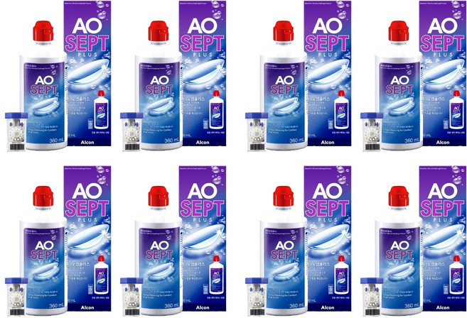 알콘 에이오셉 플러스 렌즈 세정액 + 렌즈 케이스, 8개, 360ml