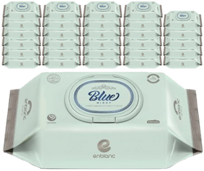 앙블랑 세이프 블루나잇 유아물티슈 TC10 캡형 75평량, 75g, 70매, 30팩