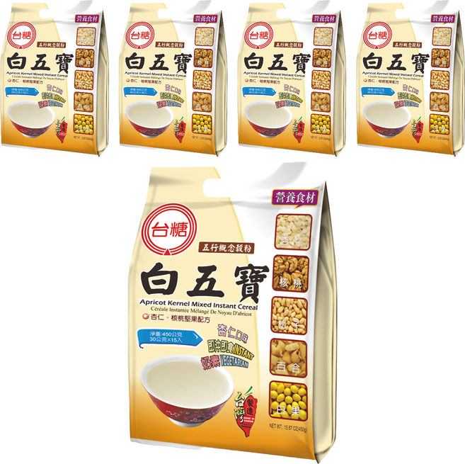 台糖 白五寶 杏仁核桃堅果配方沖泡飲, 5袋, 15包, 450g