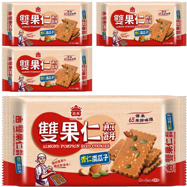 義美 煎餅 杏仁南瓜子, 100g, 4包
