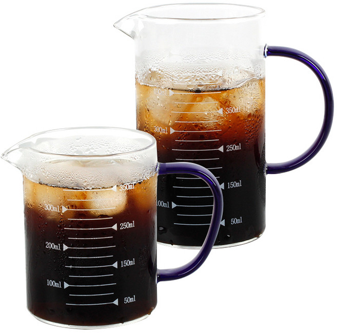 레벤호프 블루 핸들 내열유리 계량컵 350ml + 500ml 세트, 혼합색상, 1개