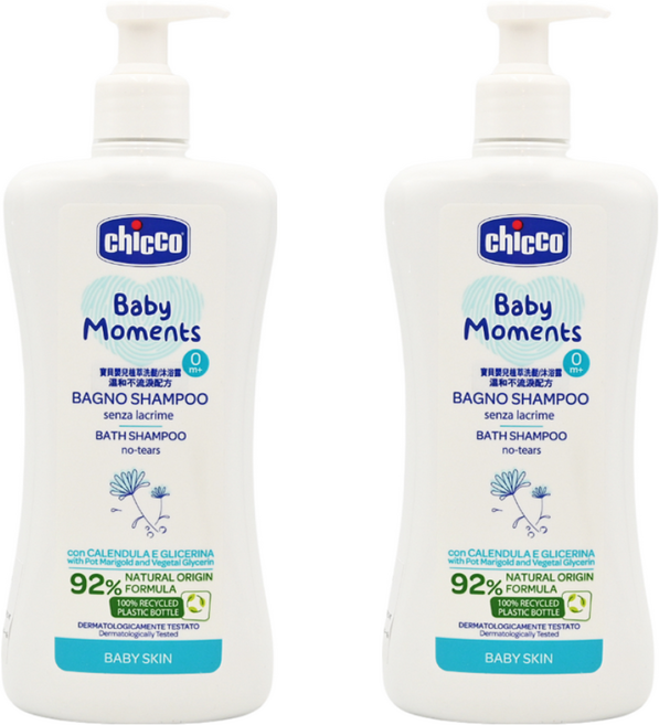 chicco 寶貝嬰兒植萃洗髮/沐浴露 溫和不流淚配方 0歲以上, 500ml, 2瓶