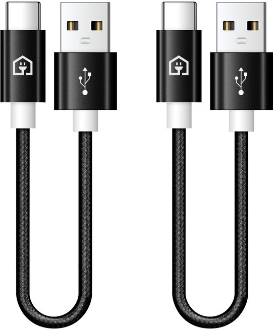 홈플래닛 패브릭 고속충전케이블 C타입 숏케이블, 15cm, 블랙, 2개