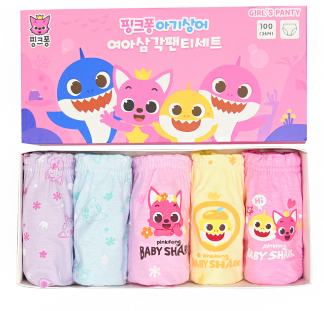 핑크퐁 여아용 삼각팬티 5종 세트