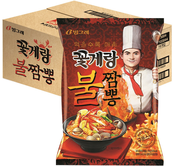 꽃게랑 불짬뽕 스낵, 70g, 16개